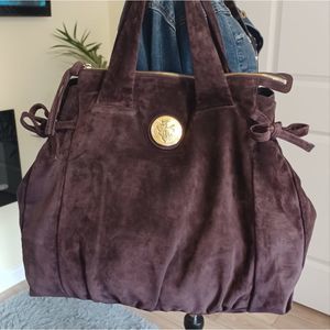 🔥🔥 Authentic Gucci GM X-LARGE Deep Plum- Brown Suede Handbag. Mint Condition